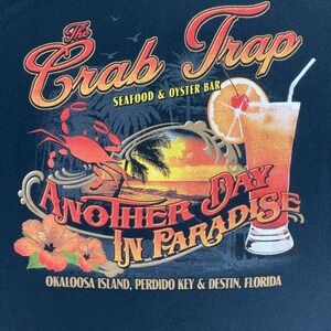 Florida Graphic Tee Shirt Adult Small Black The Crab Trap Seafood Oyster Bar